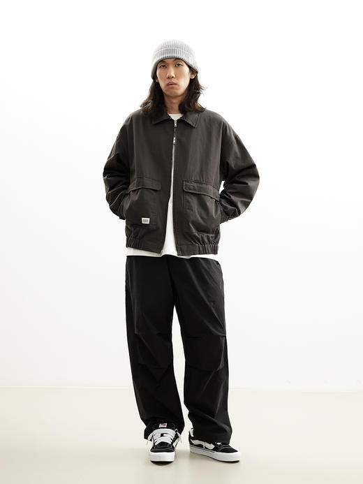 吃茶去chichaqu25全棉洗水翻领夹克宽松复古休闲街头工装 商品图1