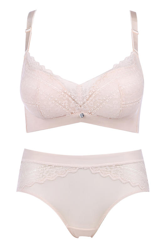 都市丽人B杯常规内衣聚拢升杯中厚蕾丝三排扣无钢圈3/4杯文胸LB01K3 商品图0