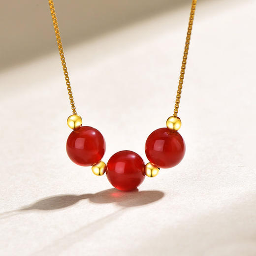 【三生三世 圆满幸福 时来运转】金六福吉祥  18K金珠 红绿玛瑙吊坠系列 商品图2