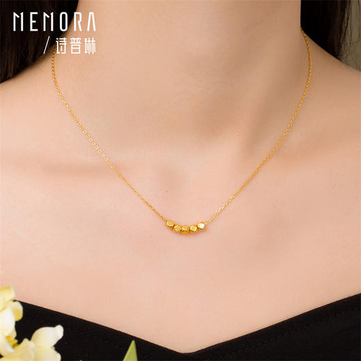 足金甜蜜方糖小金珠 黄金隔珠金珠 diy转运珠送女友礼物MEMORA诗普琳HP564201 商品图2