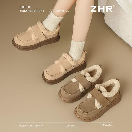 ZHR则则百搭棉鞋加绒保暖勃肯毛绒单鞋2024新款时尚魔术贴女鞋 商品图2