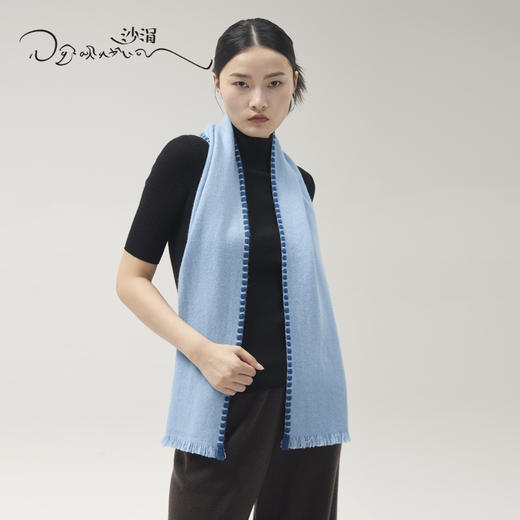 西藏手工氆氇羊绒撞色围巾SJF95P622N 商品图3