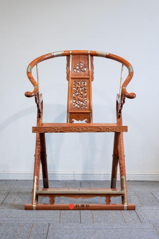 红桥红  家具严选  缅甸花梨(大果紫檀）  【木面 王款 麒麟纹交椅】 商品图0