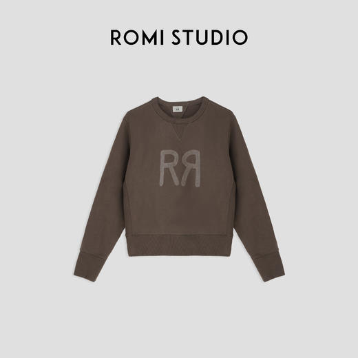 ROMI STUDIO“纽约美式" 高比例棉复古洗水印花圆领卫衣 23AWT921 商品图1