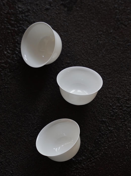 清如许｜骨瓷薄胎盖碗 100CC 骨瓷蛋壳杯 3只/组 工夫茶杯 薄透密度高 聚香 商品图6