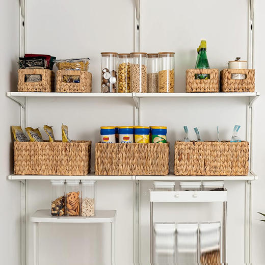 手工编织水葫芦藤编收纳盒 创意草编收纳篮可放卧室、浴室、食品储藏室、货架 商品图9