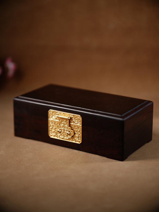 紫檀鎏金收藏级别 收纳盒 首饰盒 | 尺寸长19.5 高6.5【器悟雅玩】 商品图0