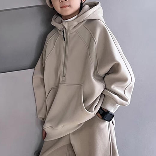 裁缝学苑TQ143加绒插肩袖连帽卫衣纸样儿童半拉链套头衫上衣童装打板裁剪 商品图5