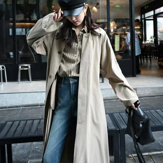 顺丰包邮35506洛诗琳老钱风单排扣宽松轻盈感长款风衣616 商品图0