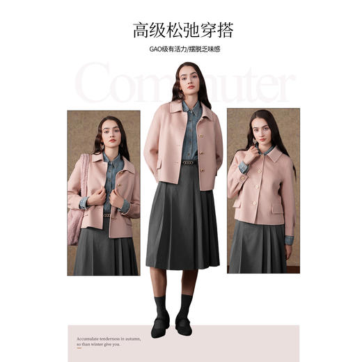 乔万尼新款羊毛羊绒大衣减龄设计毛呢短外套ET4B899 商品图2