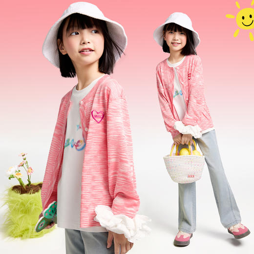 女童长袖针织开衫毛衣春季新款安奈儿童装EG514020 商品图2