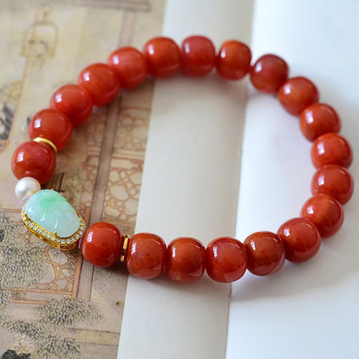 【手串】天然南红老型珠手串 JD 商品图2