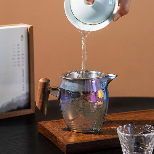 雅集茶具木把公道杯360ml 幻彩云鹤带茶隔 商品图3