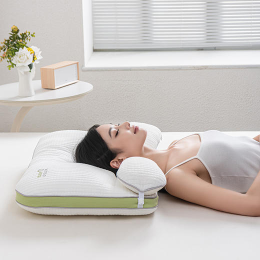 夹芯颈牵引二合一枕  羽丝棉+乳胶颗粒可调节高度柔软支撑护颈枕 商品图2