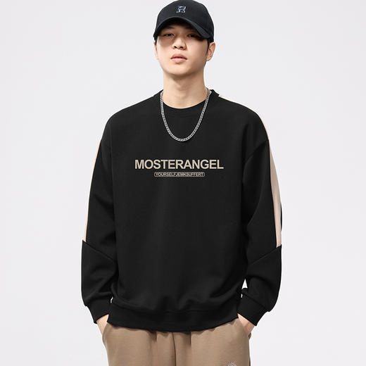 【新款DQ】大依优型大码男装330G重磅圆领卫衣男简约宽松百搭印花上衣胖子潮流男士 商品图5