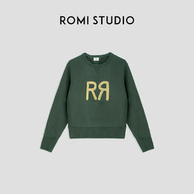 ROMI STUDIO“纽约美式" 高比例棉复古洗水印花圆领卫衣 23AWT921
