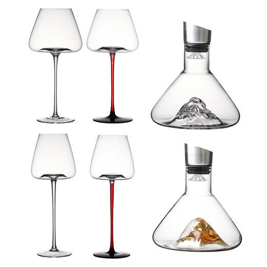 欧式勃艮第黑领结红酒杯瀑布式醒酒器水晶高脚杯葡萄酒杯酒具礼盒 商品图3
