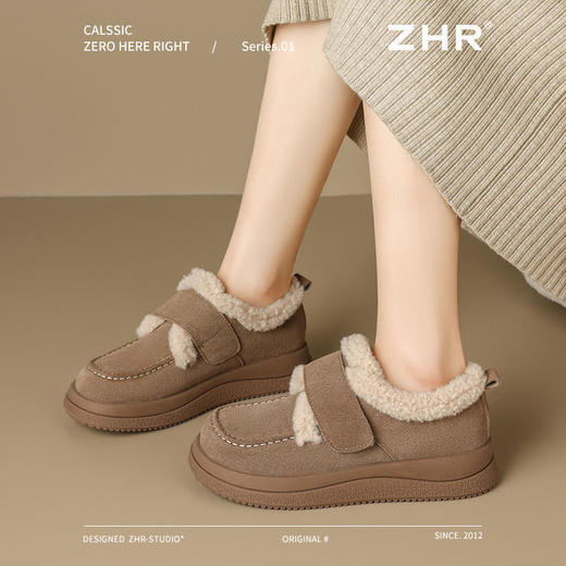 ZHR则则百搭棉鞋加绒保暖勃肯毛绒单鞋2024新款时尚魔术贴女鞋 商品图5