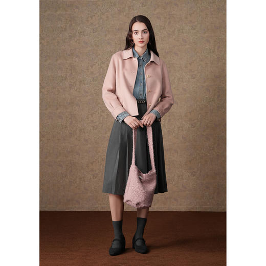 乔万尼新款羊毛羊绒大衣减龄设计毛呢短外套ET4B899 商品图1