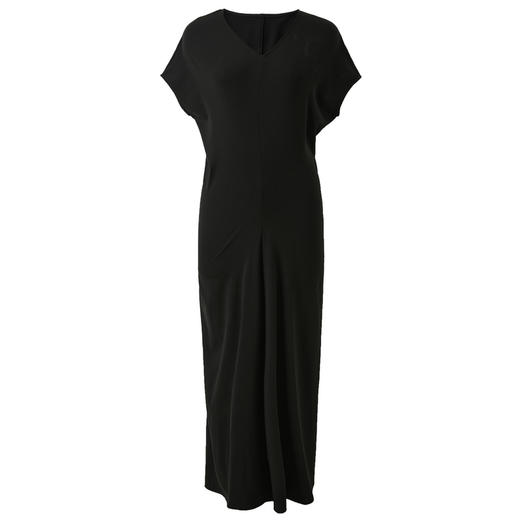 三彩2025春季新款V领小黑裙A字裙连衣裙显瘦收腰长裙气质M 商品图4