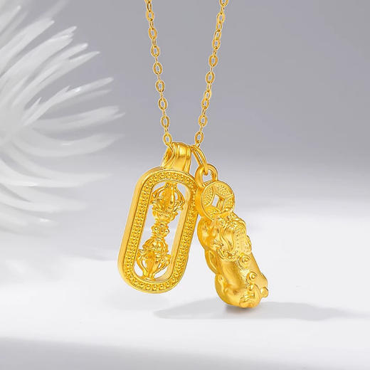 钻石豪门足金999金刚杵貔貅项链时尚精致百搭气质锁骨链 G 商品图7