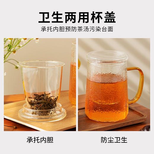 雅集玻璃杯锤纹筑茗杯550ml（琥珀把） 商品图5