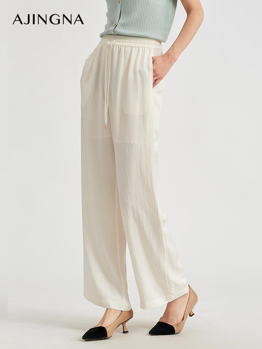 【商场同款】阿菁娜2024夏季新款直筒宽松垂坠感长裤A30X110051 商品图6