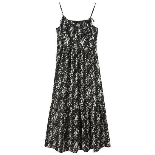 三彩2025春季新款法式复古碎花吊带裙连衣裙大摆长裙浪漫M 商品图4