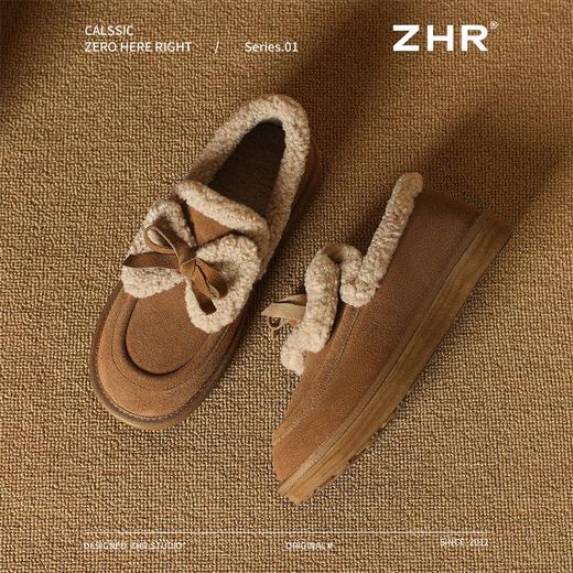 ZHR则则加绒保暖博肯鞋可爱风雪地靴女2024冬季百搭一脚蹬乐福鞋 商品图9