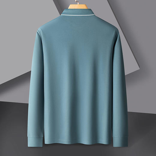 【含桑蚕丝】罗蒙春秋男士商务长袖polo衫男时尚舒适翻领百搭通勤长袖t恤男 商品图6
