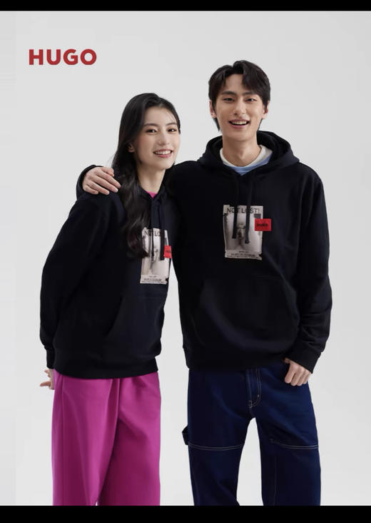 H.B 情侣款狗狗画报 OVERSIZE宽松厚毛圈 连帽卫衣 WY888 商品图1