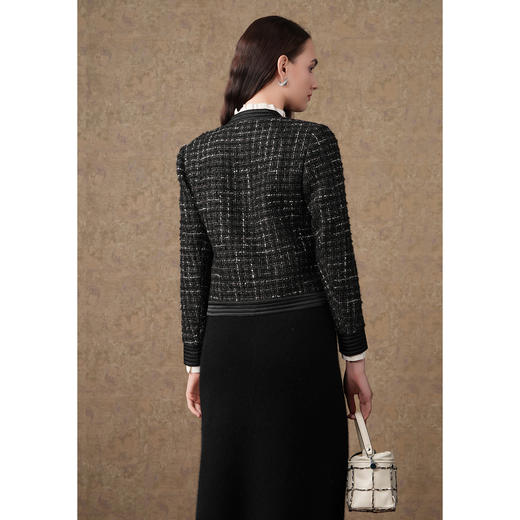 乔万尼秋冬新款小香风短外套V领粗花呢设计ET4B868 商品图4