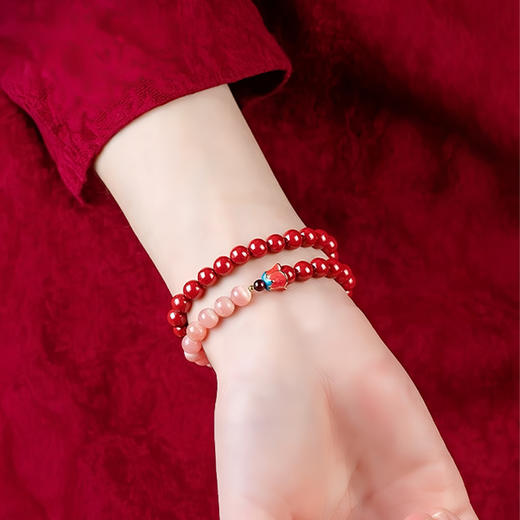 紫金砂 花开见喜红纹石双圈手串【珠子直径6mm】 商品图4