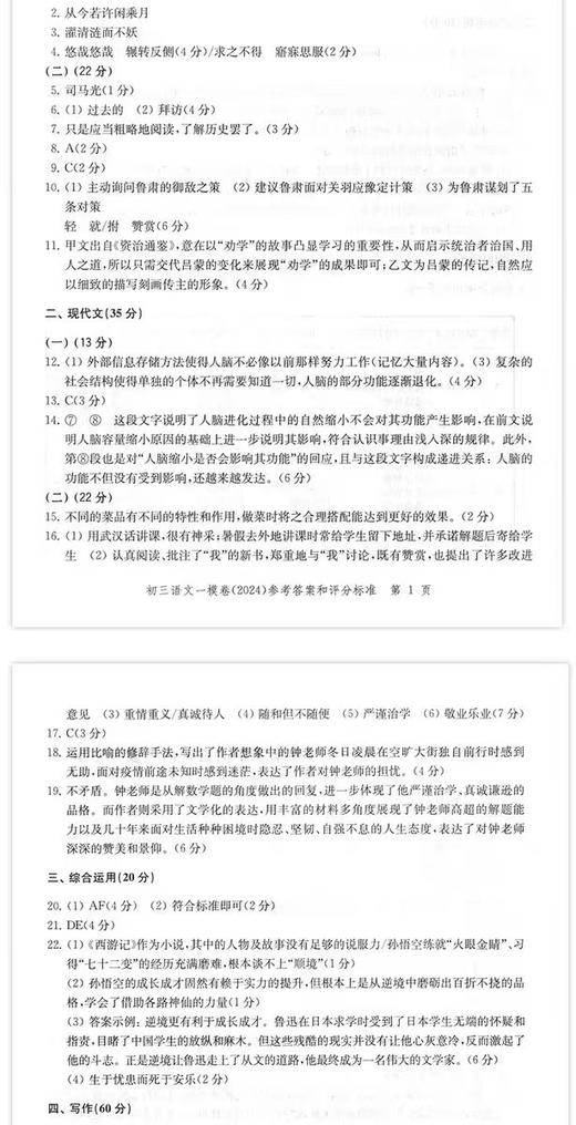 2025年上海中考一模卷全套语文数学英语物理化学历史道德与法治试卷领先一步文化课强化训练初三九年级摸考试卷子 商品图8