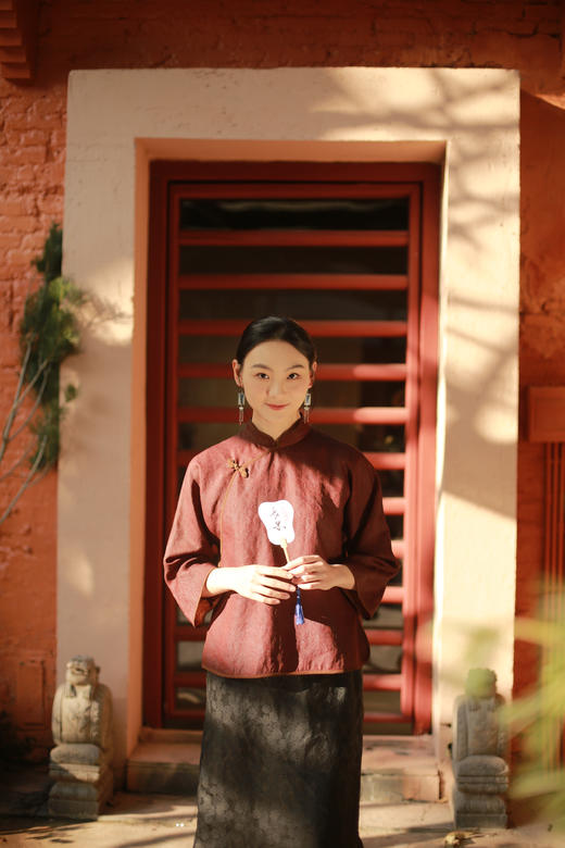 漫物记立领斜襟树叶扣上衣XYS W228 商品图0