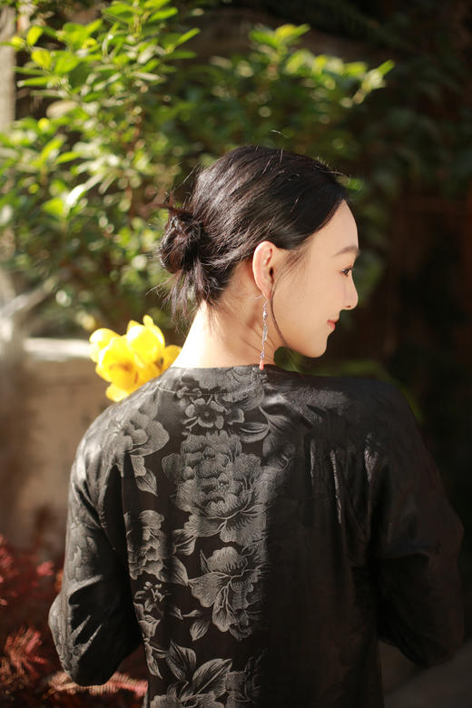 漫物记重磅提花斜襟一粒扣袍子XYS-W234 商品图3