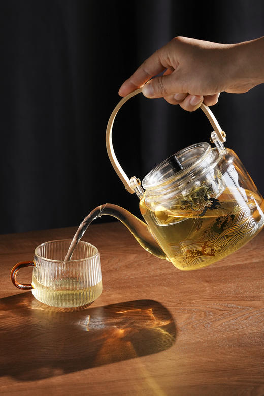 雅集蒸煮二用木把提梁壶1100ml（光面金银烧款） 商品图4