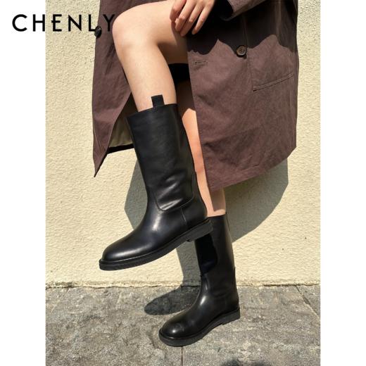 尘衣｜ROW风极简百搭圆头中筒靴 商品图0