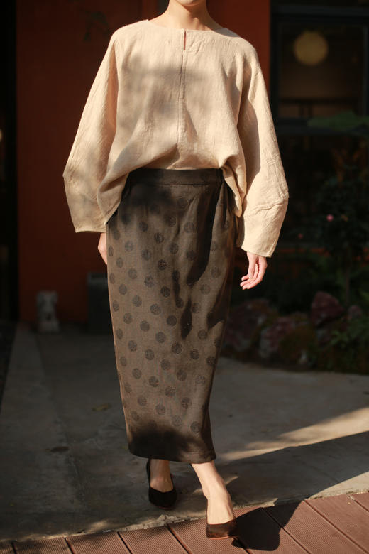 漫物记柞蚕丝圆圈直筒裙XYS-W237 商品图4