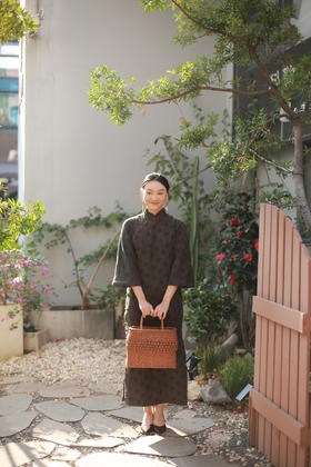 漫物记圆圈喇叭袖连肩旗袍XYS-W235