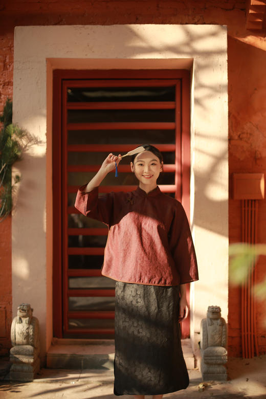 漫物记立领斜襟树叶扣上衣XYS W228 商品图1