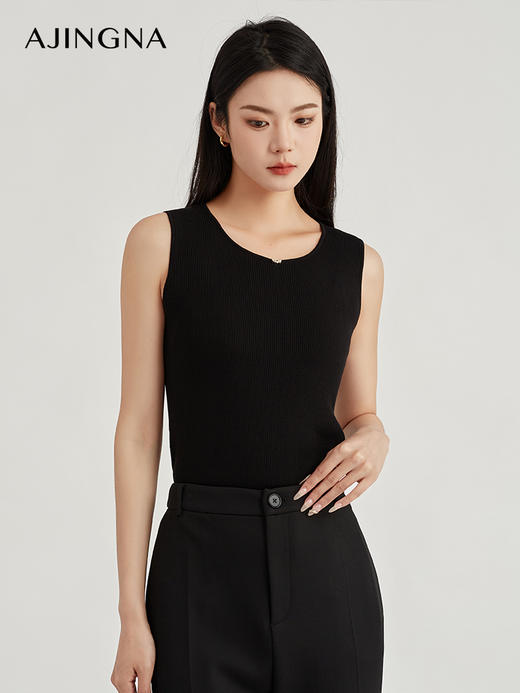 【商场同款】阿菁娜细腻质感修身显瘦V领针织背心A29X301069 商品图3