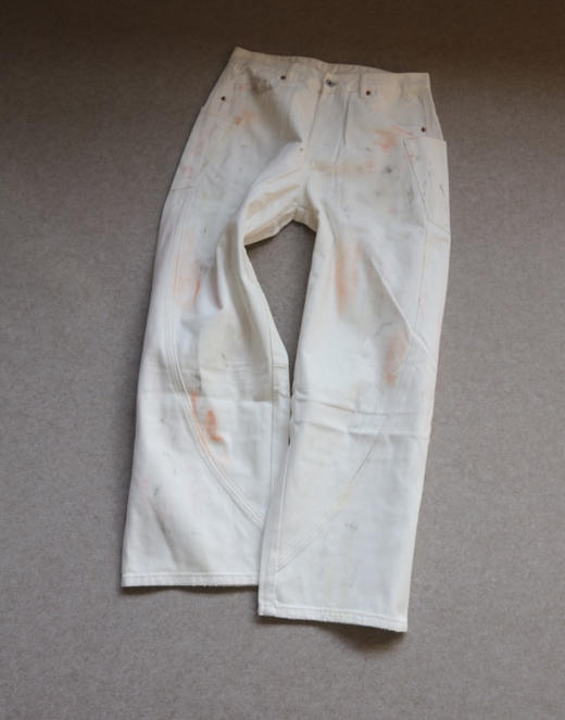 无缝衔接的冬 哈！男段 无标厂货 涂鸦擦色 中腰+弧形阔腿 弯刀 牛仔裤 商品图0