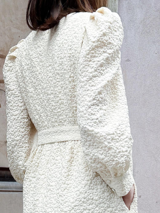 TYNVIE 提花泡泡袖中长连衣裙 - 白色 商品图9