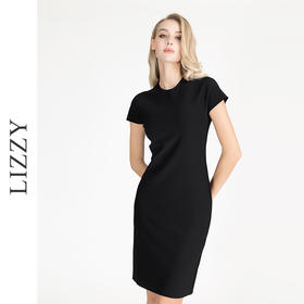 LIZZY早秋新款简约气质修身显瘦百搭弹力面料舒适收腰S连衣裙