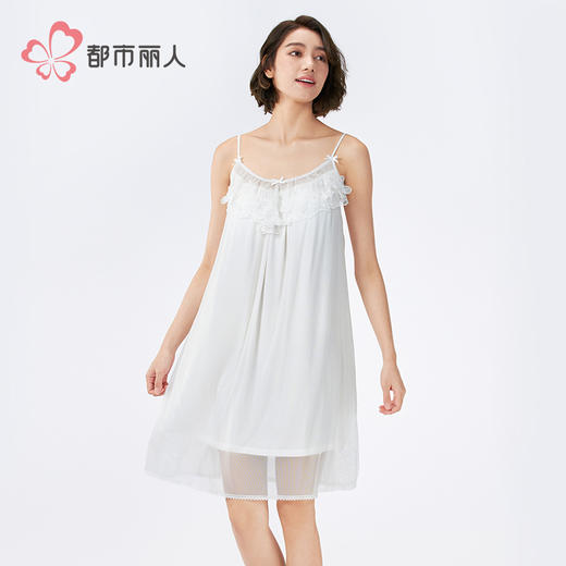 都市丽人女士特殊面料吊带裙薄针织网纱好睡好眠袖类LHH6E1 商品图1