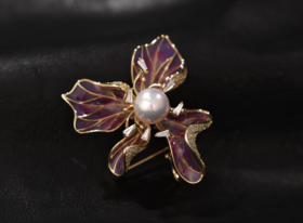阮仕兰花系列 合金 淡水珍珠胸针 10-11mm  BHG14082LHRD