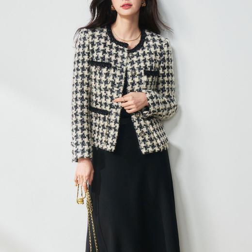 【高货sh】全新升级【铂金会员441/天猫599/差价158】(33515) 洛诗春季法式轻奢重磅绵羊毛编织千鸟格粗花呢小香风外套 商品图4