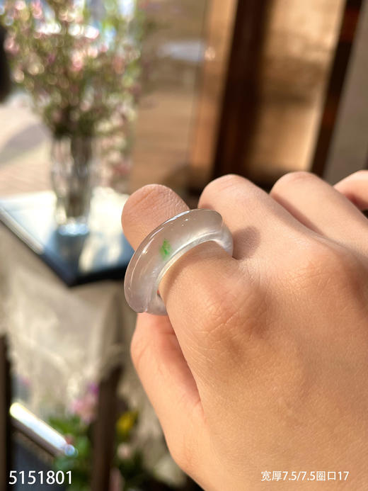 玻璃种飘翠扳指【5151801】圈口17，具体价格微信咨询 商品图5