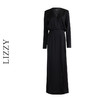 LIZZY早秋时尚简约修身开叉V领礼服小黑裙长袖连衣裙8094 商品缩略图4